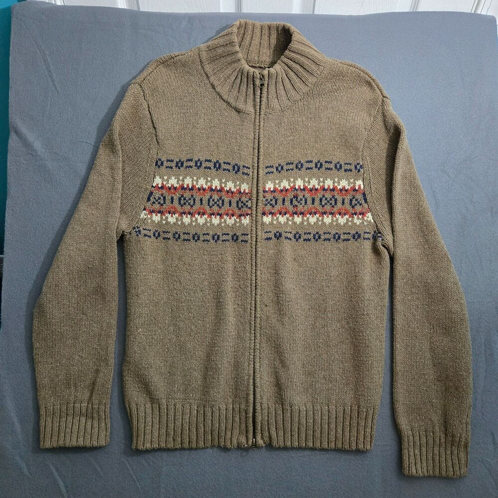 Ruff Hewn Men L Nordic Design Full Zip Sweater Jacket Wool Blend